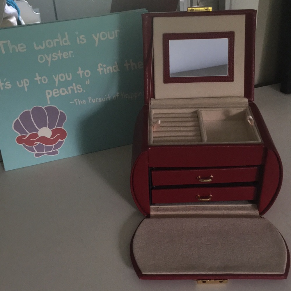 Red Jewelry Box - *genuine leather*